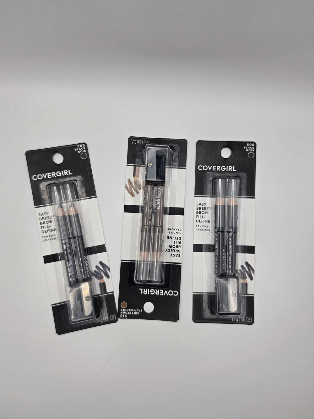 CoverGirl Easy Breezy Brow Fill + Define Pencils - Black (Set of 3)